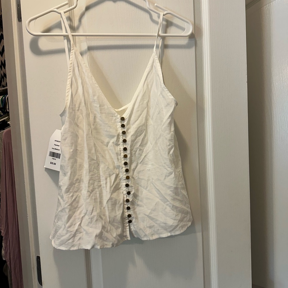 White Button-Down Women's Tank